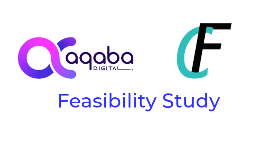 Log of Aqaba Digita and CatchFall with the text Feasibility Study under the logos